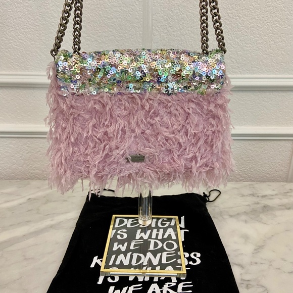 Kurt Geiger Sequined Shoulder Bag/Crossbody Pink Multicolor Evening Date Night - Picture 4 of 9